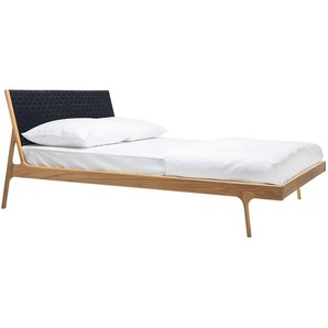 Bett Typ B 180 x 200cm Stoff Cley Schwarz/Eiche Eiche