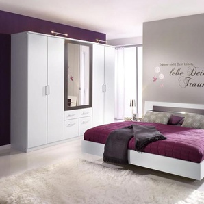 Bettanlage RAUCH Burano Schlafzimmermöbel-Sets schwarz-weiß (weiß, graumetallic) Bett Bettgestell Bettgestelle Schlafzimmermöbel-Sets