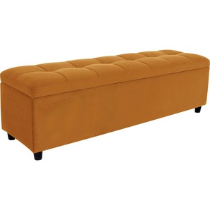 Bettbank Abgesteppt Sitzbänke Gr. B/H/T: 140 cm x 42,5 cm x 40 cm, Microfaser, goldfarben (gold) Bettbänke Mit Stauraum, auch als Garderobenbank geeignet, Polsterbank