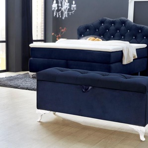 Bettbank JOCKENHÖFER GRUPPE Yasmin Sitzbänke Gr. B/H/T: 127 cm x 51 cm x 44 cm, Samtvelours, blau (blau 372, 02) Bettbänke mit Stauraum