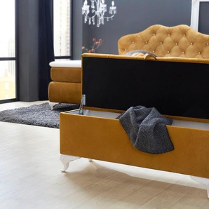 Bettbank JOCKENHÖFER GRUPPE Yasmin Sitzbänke Gr. B/H/T: 127 cm x 51 cm x 44 cm, Samtvelours, gelb (curry 341, 04) Bettbänke mit Stauraum