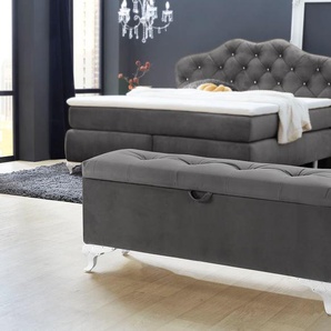 Bettbank JOCKENHÖFER GRUPPE Yasmin Sitzbänke Gr. B/H/T: 127 cm x 51 cm x 44 cm, Samtvelours, grau (grau 372, 09) Bettbänke mit Stauraum