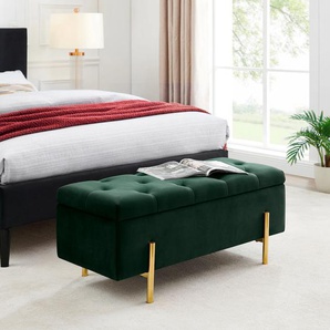 Bettbank LEONIQUE Aubrey Sitzbänke Gr. B/H/T: 100 cm x 42,5 cm x 40 cm, Lu x us-Microfaser, grün Bettbänke