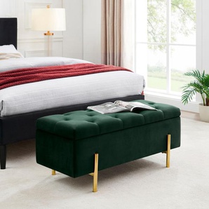 Bettbank LEONIQUE Aubrey Sitzbänke Gr. B/H/T: 100 cm x 42,5 cm x 40 cm, Lu x us-Microfaser, grün Bettbänke Sitzfläche gesteppt, mit Strauraum