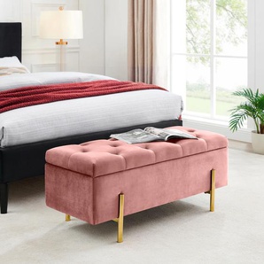 Bettbank LEONIQUE Aubrey Sitzbänke Gr. B/H/T: 100 cm x 42,5 cm x 40 cm, Lu x us-Microfaser, rosa Bettbänke Sitzfläche gesteppt, mit Strauraum