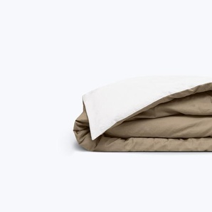 Bettbezug Perkal 140 x 200 (cm) / Taupe / Weiß