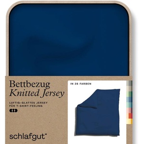 Bettbezug SCHLAFGUT Knitted Jersey uni, aus Bio-Baumwolle mit Elasthan, Reißverschluss Bettbezüge Gr. B/L: 240 cm x 220 cm, blau (blue deep) Jersey-Bettwäsche
