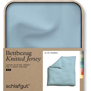 Bettbezug SCHLAFGUT Knitted Jersey uni, aus Bio-Baumwolle mit Elasthan, Reißverschluss Bettbezüge Gr. B/L: 240 cm x 220 cm, blau (blue light) Jersey-Bettwäsche