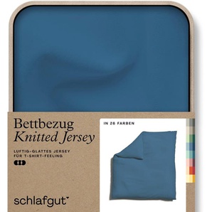 Bettbezug SCHLAFGUT Knitted Jersey uni, aus Bio-Baumwolle mit Elasthan, Reißverschluss Bettbezüge Gr. B/L: 240 cm x 220 cm, blau (blue mid) Jersey-Bettwäsche