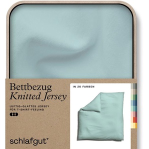 Bettbezug SCHLAFGUT Knitted Jersey uni, aus Bio-Baumwolle mit Elasthan, Reißverschluss Bettbezüge Gr. B/L: 240 cm x 220 cm, blau (petrol light) Jersey-Bettwäsche