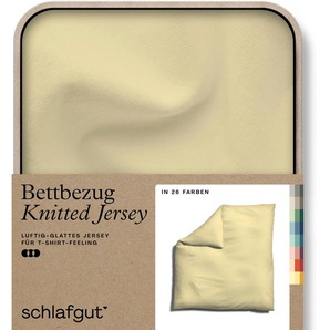 Bettbezug SCHLAFGUT Knitted Jersey uni, aus Bio-Baumwolle mit Elasthan, Reißverschluss Bettbezüge Gr. B/L: 240 cm x 220 cm, gelb (yellow mid) Jersey-Bettwäsche