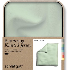 Bettbezug SCHLAFGUT Knitted Jersey uni, aus Bio-Baumwolle mit Elasthan, Reißverschluss Bettbezüge Gr. B/L: 240 cm x 220 cm, grün (green light) Jersey-Bettwäsche