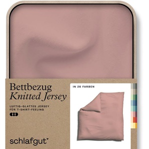Bettbezug SCHLAFGUT Knitted Jersey uni, aus Bio-Baumwolle mit Elasthan, Reißverschluss Bettbezüge Gr. B/L: 240 cm x 220 cm, lila (purple mid) Jersey-Bettwäsche