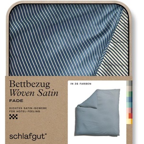 Bettbezug SCHLAFGUT Woven Satin Fade mit feinen Streifen Bettbezüge Gr. B/L: 200 cm x 200 cm, blau (grey light, blue mid) Mako-Satin-Bettwäsche
