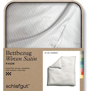 Bettbezug SCHLAFGUT Woven Satin Fade mit feinen Streifen Bettbezüge Gr. B/L: 200 cm x 200 cm, weiß (full white, sand light) Mako-Satin-Bettwäsche