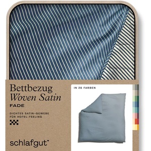 Bettbezug SCHLAFGUT Woven Satin Fade mit feinen Streifen Bettbezüge Gr. B/L: 240 cm x 220 cm, blau (grey light, blue mid) Mako-Satin-Bettwäsche