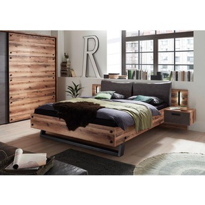Bettgestell 180 x 200cm Spanplatte foliert Braun/Grau