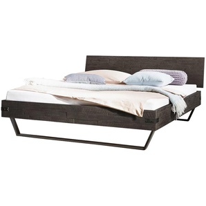 Bettgestell HASENA Ezzo Betten Gr. zerlegt, Liegefläche B/L: 180 cm x 200 cm Betthöhe: 18 cm, kein Härtegrad, grau (grau, anthracit, grau) Bettgestelle Akazie massiv, mit Massivholzkopfteil, zwei verschiedene Liegehöhen