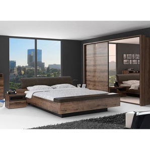 Bettgestell Jördis I 160 x 200cm Spanplatte Schwarz/Braun