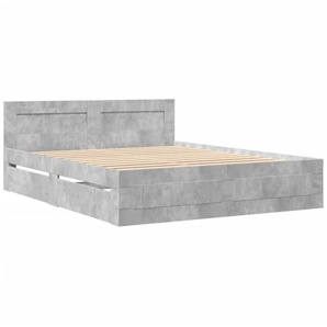 Bettgestell mit Kopfteil Betongrau 150x200 cm Holzwerkstoff Vidaxl 128076
