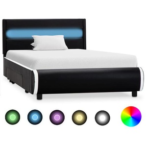 Bettgestell mit LED Schwarz Kunstleder 100x200 cm