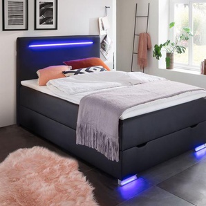 Bettkasten-Boxspringbett Andrik, schwarz, 140x200 cm, H3 bis 80kg