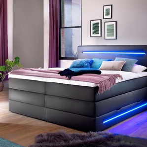 Bettkasten-Boxspringbett Tollocan, schwarz, 180x200 cm, H3 bis 80kg