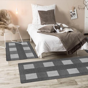 Bettumrandung ANDIAMO Dijon Gr. B/L (Brücke): 67 cm x 120 cm (2 St.) B/L (Läufer): 67 cm x 200 cm (1 St.), rechteckig, grau (anthrazit) Bettumrandungen modernes Design, Bettvorleger, Läufer-Set für das Schlafzimmer