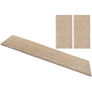 Bettumrandung BRUNO BANANI Shaggy Soft Gr. B/L (Brücke): 70 cm x 140 cm (2 St.) B/L (Läufer): 70 cm x 250 cm (1 St.), U-förmig, grau (grau, cream) Bettumrandungen gewebt, Uni-Farben, besonders weich, Bettvorleger, Läufer-Set