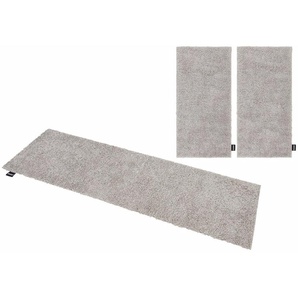 Bettumrandung BRUNO BANANI Shaggy Soft Gr. B/L (Brücke): 70 cm x 140 cm (2 St.) B/L (Läufer): 70 cm x 250 cm (1 St.), U-förmig, silberfarben Bettumrandungen gewebt, Uni-Farben, besonders weich, Bettvorleger, Läufer-Set