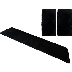 Bettumrandung GUIDO MARIA KRETSCHMER HOME&LIVING Micro exclusiv Teppich Gr. B/L (Brücke): 70 cm x 140 cm (2 St.) B/L (Läufer): 70 cm x 270 cm (1 St.), rechteckig, schwarz Bettumrandung Bettumrandungen Bettvorleger, Läufer-Set, weich, unifarben,