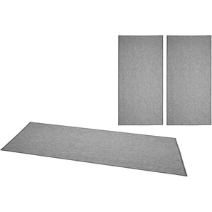 Bettumrandung HANSE HOME Casual Gr. B/L (Brücke): 67 cm x 140 cm (2 St.) B/L (Läufer): 67 cm x 250 cm (1 St.), rechteckig, grau (hellgrau) Bettumrandung Bettumrandungen Bettvorleger, 3-teiliger Läufer Set, Robust, meliert, gekettelt