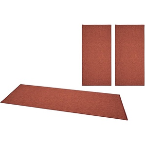 Bettumrandung HANSE HOME Casual Gr. B/L (Brücke): 67 cm x 140 cm (2 St.) B/L (Läufer): 67 cm x 250 cm (1 St.), rechteckig, orange (terra) Bettumrandung Bettumrandungen Bettvorleger, 3-teiliger Läufer Set, Robust, meliert, gekettelt