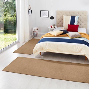 Bettumrandung HANSE HOME Fancy Gr. B/L (Brücke): 67 cm x 140 cm (2 St.) B/L (Läufer): 67 cm x 240 cm (1 St.), rechteckig, braun Bettumrandung Bettumrandungen Unifarben, Bettvorleger, 3-teiliges Läufer-Set fürs Schlafzimmer