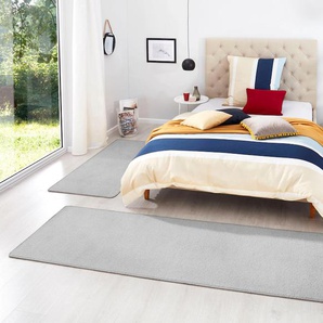 Bettumrandung HANSE HOME Fancy Gr. B/L (Brücke): 67 cm x 140 cm (2 St.) B/L (Läufer): 67 cm x 240 cm (1 St.), rechteckig, grau Bettumrandung Bettumrandungen Unifarben, Bettvorleger, 3-teiliges Läufer-Set fürs Schlafzimmer