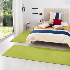Bettumrandung HANSE HOME Fancy Gr. B/L (Brücke): 67 cm x 140 cm (2 St.) B/L (Läufer): 67 cm x 240 cm (1 St.), rechteckig, grün Bettumrandung Bettumrandungen Unifarben, Bettvorleger, 3-teiliges Läufer-Set fürs Schlafzimmer