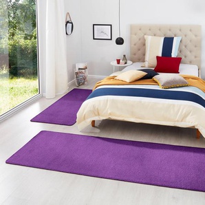 Bettumrandung HANSE HOME Fancy Gr. B/L (Brücke): 67 cm x 140 cm (2 St.) B/L (Läufer): 67 cm x 240 cm (1 St.), rechteckig, lila Bettumrandung Bettumrandungen Unifarben, Bettvorleger, 3-teiliges Läufer-Set fürs Schlafzimmer
