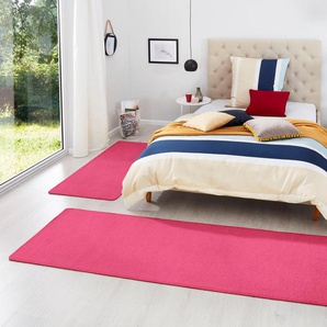 Bettumrandung HANSE HOME Fancy Gr. B/L (Brücke): 67 cm x 140 cm (2 St.) B/L (Läufer): 67 cm x 240 cm (1 St.), rechteckig, pink Bettumrandung Bettumrandungen Unifarben, Bettvorleger, 3-teiliges Läufer-Set fürs Schlafzimmer
