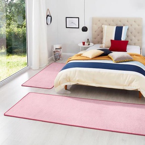 Bettumrandung HANSE HOME Fancy Gr. B/L (Brücke): 67 cm x 140 cm (2 St.) B/L (Läufer): 67 cm x 240 cm (1 St.), rechteckig, rosa Bettumrandung Bettumrandungen Unifarben, Bettvorleger, 3-teiliges Läufer-Set fürs Schlafzimmer