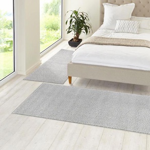 Bettumrandung HANSE HOME Pure 100 Gr. B/L (Brücke): 70 cm x 140 cm (2 St.) B/L (Läufer): 70 cm x 240 cm (1 St.), U-förmig, grau Bettumrandung Bettumrandungen Uni-Farben, Bettvorleger, 3-Teiliger Läufer-Set, ringsum gekettelt