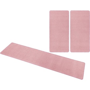 Bettumrandung HANSE HOME Shashi Gr. B/L (Brücke): 70 cm x 140 cm (2 St.) B/L (Läufer): 70 cm x 240 cm (1 St.), U-förmig, rosa (hellrosa) Bettumrandung Bettumrandungen Kurzflor, Uni-Farben, Bettvorleger, 3-tlg. Läufer-Set, gekettelt