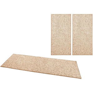 Bettumrandung HANSE HOME Wolly 2 Gr. B/L (Brücke): 67 cm x 140 cm (2 St.) B/L (Läufer): 67 cm x 250 cm (1 St.), rechteckig, beige (beige, braun) Bettumrandung Bettumrandungen Handmade-Look, Woll-Optik, Hoch-Tief Effekt, 3-tlg. Läufer-Set