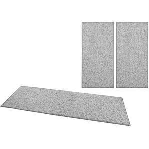 Bettumrandung HANSE HOME Wolly 2 Gr. B/L (Brücke): 67 cm x 140 cm (2 St.) B/L (Läufer): 67 cm x 250 cm (1 St.), rechteckig, grau Bettumrandung Bettumrandungen Handmade-Look, Woll-Optik, Hoch-Tief Effekt, 3-tlg. Läufer-Set