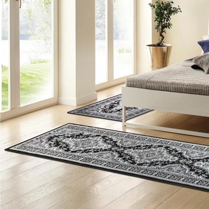 Bettumrandung HOME AFFAIRE Oriental Gr. B/L (Brücke): 60 cm x 110 cm (2 St.) B/L (Läufer): 60 cm x 320 cm (1 St.), rechteckig, grau Bettumrandung Bettumrandungen Läufer-Set, Kurzflor, Orient-Optik, mit Bordüre, pflegeleicht, elegant