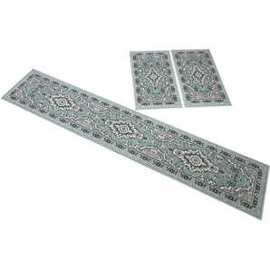 Bettumrandung HOME AFFAIRE Oriental Gr. B/L (Brücke): 60 cm x 110 cm (2 St.) B/L (Läufer): 60 cm x 320 cm (1 St.), rechteckig, grün Bettumrandung Bettumrandungen Läufer-Set, Kurzflor, Orient-Optik, mit Bordüre, pflegeleicht, elegant