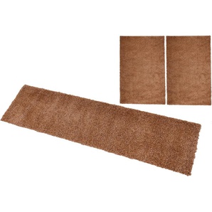 Bettumrandung HOME AFFAIRE Shaggy 30 Gr. B/L (Brücke): 70 cm x 140 cm (2 St.) B/L (Läufer): 70 cm x 270 cm (1 St.), rechteckig, braun Bettumrandungen gewebt, 2- oder 3-teilig, Bettvorleger, Läufer-Set, Uni-Farben