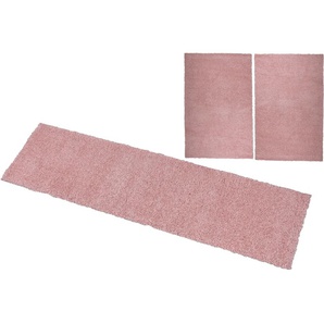 Bettumrandung HOME AFFAIRE Shaggy 30 Gr. B/L (Brücke): 70 cm x 140 cm (2 St.) B/L (Läufer): 70 cm x 270 cm (1 St.), rechteckig, rosa Bettumrandungen gewebt, 2- oder 3-teilig, Bettvorleger, Läufer-Set, Uni-Farben