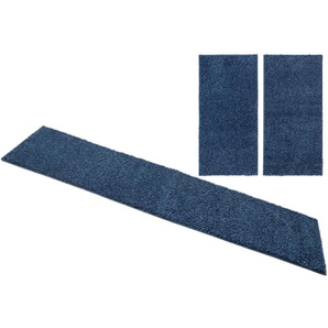 Bettumrandung HOME AFFAIRE Shaggy 30 Gr. B/L (Brücke): 80 cm x 150 cm (2 St.) B/L (Läufer): 80 cm x 340 cm (1 St.), rechteckig, blau (oceanblau) Bettumrandungen gewebt, 2- oder 3-teilig, Bettvorleger, Läufer-Set, Uni-Farben