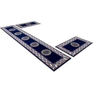 Bettumrandung HOME AFFAIRE Shari Gr. B/L (Brücke): 60 cm x 110 cm (2 St.) B/L (Läufer): 60 cm x 320 cm (1 St.), rechteckig, blau (dunkelblau) Bettumrandungen Orient-Optik, Bettvorleger, Läufer-Set für das Schlafzimmer