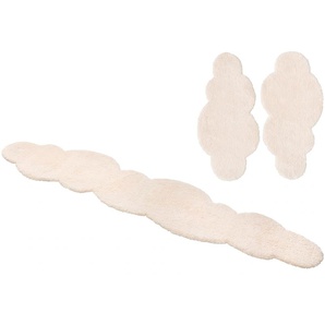 Bettumrandung MY HOME Magong Gr. B/L (Brücke): 65 cm x 140 cm (2 St.) B/L (Läufer): 65 cm x 270 cm (1 St.), rechteckig, beige (natur) Bettumrandungen Wolkenform, Mikrofaser, einfarbiger Bettvorleger, Läufer-Set